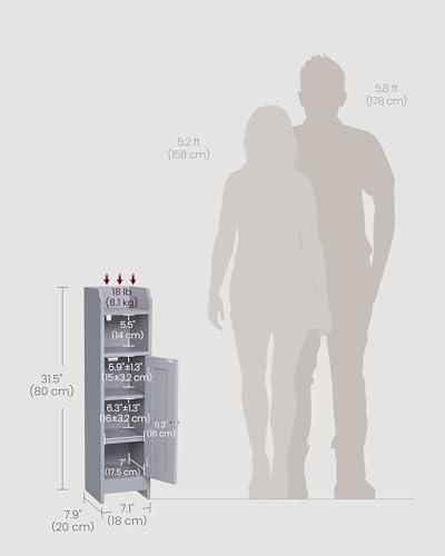 Image of VASAGLE Small Storage Corner Floor Cabinet with Door, Dove Gray