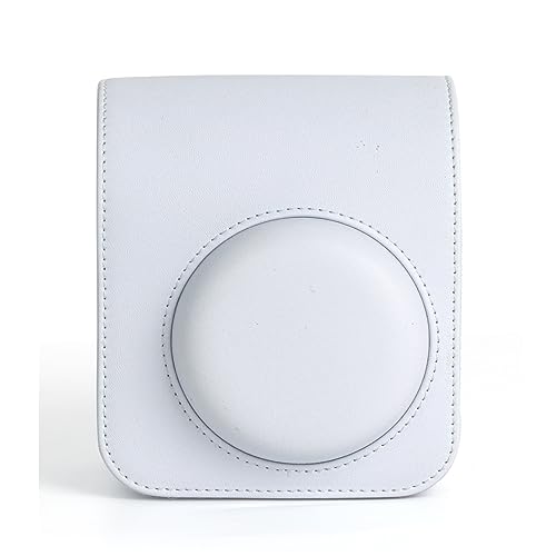 Image of Breatoi PU Leather Camera Case for Mini 12 - Rainproof, Soft, and Stylish in Clay White with Adjustable Shoulder Strap
