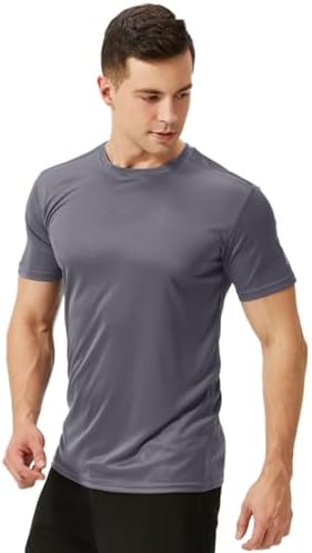 TEX2FIT Multi Pack Men's T Shirts Short Sleeve Quick Dry Workout Gym Shirts for Men (3 Pack, Black/Dark Grey/Light Grey, Medium) - 1