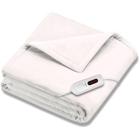 Beurer HD61 Super-Cozy Heated Blanket - Fast Heating Electric Blanket with 4 Heat Settings, Machine Washable Fabric, 4 hrs Auto Shut Off,Warm Heated Throw Blanket (50 x 60 inches) Cover