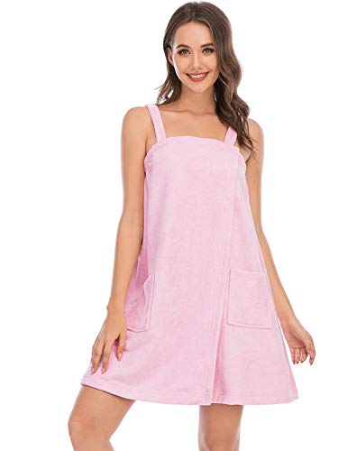 Image of Veseacky Women Bath Wrap Towel for Womens Shower with Pocket Adjustable Spa Robe & Facial Headband