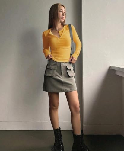 Image of Casual Regular Sleeves Solid Women Tops Henley Neck Top