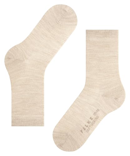 FALKE Women's Softmerino Socks, Merino Wool Cotton, Crew Length, Classic Thin Trouser Socks, Trendy Work Clothing, Beige (Linn Melange 4549), 5-6, 1 Pair4