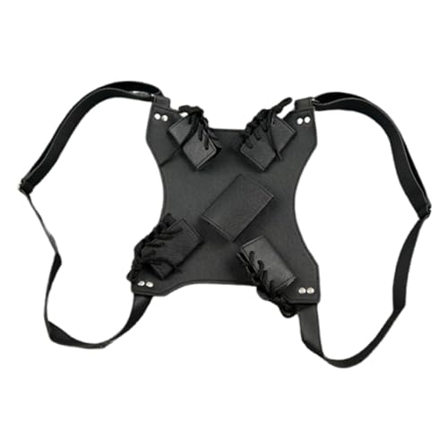 Folpus Arnés de Doble Cuchillo, Accesorio de Disfraz de Cuero PU, Cuchillo Doble, Hebilla samurái, Funda para Cuchillo, Funda de Transporte, Negro