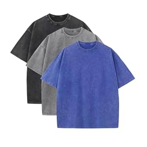 Men’s Oversized T-Shirts Unisex Vintage Tees Acid Wash Cotton Tshirt Short Sleeve Casual Shirt