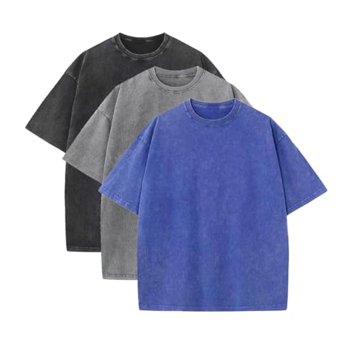 Men's Oversized T-Shirts Unisex Vintage Tees Acid Wash Cotton Tshirt Short Sleeve Casual Shirt