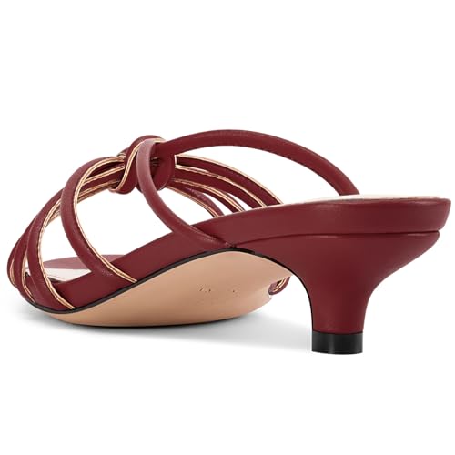 Image of TNYNFBEB Womens Sandals Mules Low Kitten Heel Open Toe Shoes Slip-on Slingback Prom Party Dress Summer 1.4 Inches Heels