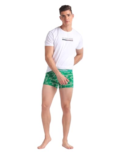 Image of U.S. Polo ASSN. Mens OET01 Mid Rise Printed Underwear Trunks - Pack of 3
