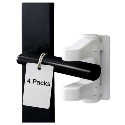 THREADFLOW Door Lever Lock Child Proof PACK Of 4 No Drilling Door Handle Baby Proof Locks - Lever Doors Handle Child Locks ABS Material With Strong 3M Adhesive