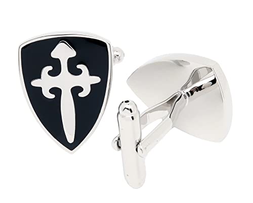 Mancuernillas Crusader Battle Shield para hombre tono negro miniatura 3