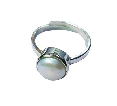 Shivi Gems Original Moti Pearl Ring Weight 5.25 Ratti Silver Coated Panch dhatu Adjustable Ring self Certified for Men and Women-picture-45