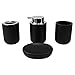 Home Basics Luxem 4 Piece Ceramic Bath Accessory Set (Black, 1) | Matte Finish | Neutral Color | Extremely Durable