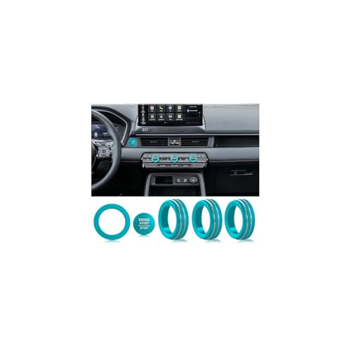 Image of for Honda 2026 Passport Interior Accessories, Aluminum Alloy one-Button Start Cover /Ring, air Conditioning knob, 5-piece Set (Light Blue)