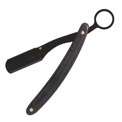 PartyKindom Vintage Razor Wooden Handle Manual Beard Razor Portable Barber Knife Holder Shaver Holder Men's Shaving Tool