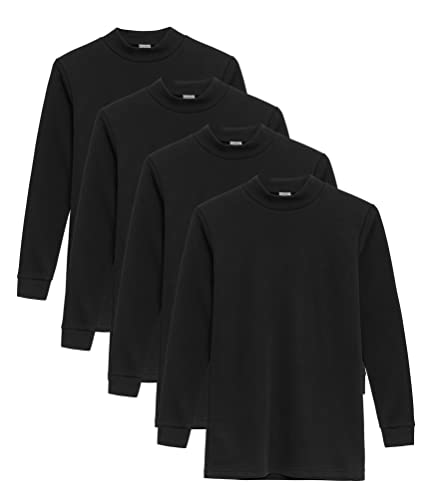 T-shirt thermique intérieur enfant col moyen haut semi-cygne à manches longues couleurs unies. Lot de 4 T-shirts., Pack de 4 noir, 14 ans Cover