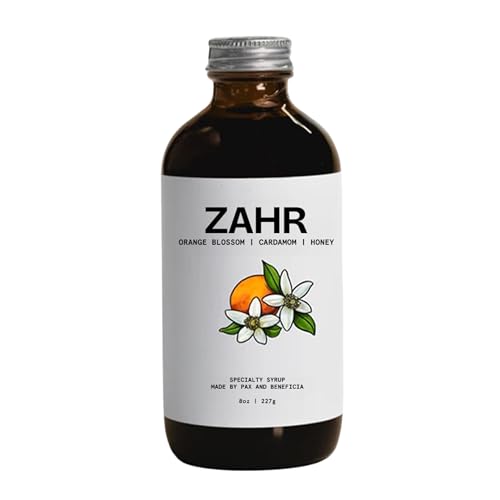 Pax & Beneficia Zahr Syrup 8 oz – All-Natural Orange Blossom, Cardamom and Honey Syrup for Coffee, Tea, Cocktails & Baking – Clean Ingredients, Barista-Grade Coffee Syrup
