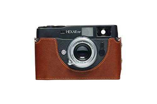 Housse Konica Hexar RF cuir véritable rufous demi-étui de protection fait main