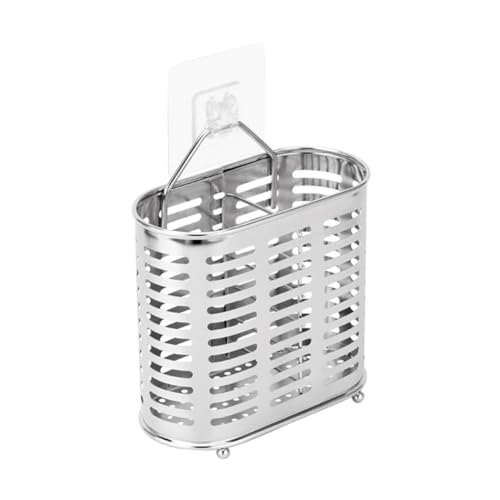 Ciieeo Stainless Steel Utensil Holder Multi Purpose Drying Rack for Kitchen Tools Oval Shape Design Wall Mounted Storage for Chopsticks Spoons and Forks for Countertop Organization