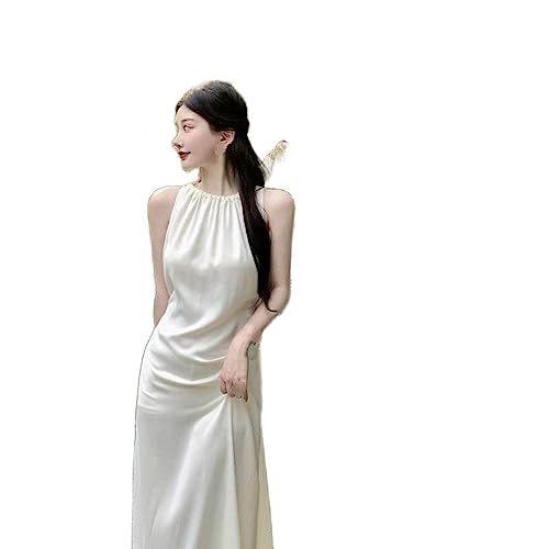 Robe en satin plissé dos nu élégante pour soirée d'été