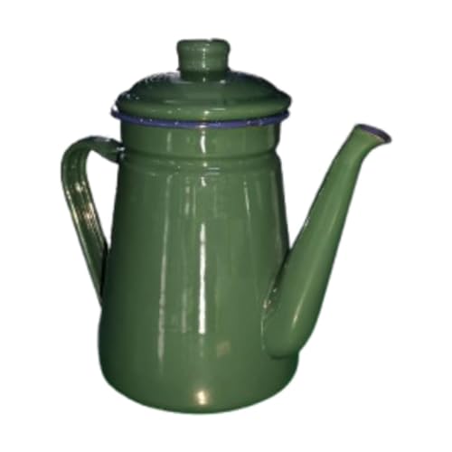Gralara Cafetière en émail 1,1 l, Bouilloire à café, théière, Bouilloire à Eau pour la Maison et l'extérieur, Vert