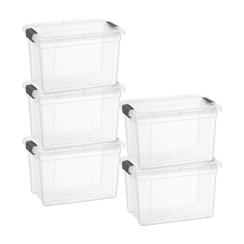 Image of Superio 4.75 Quart Clear Plastic Storage Boxes with Lids, Stackable Organizer Containers, BPA-Free Storage Bins for Home, Office, School & Dorm, 5 Pack