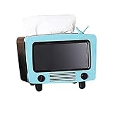 Benshukam TV Tissue Box Multi Functional Creative Tissue Box Holder with Cell Phone Slot Decoration Tissue Holder Home Living Room Cute StyleKleenex Box Holder for Bathroom Office(Blue)