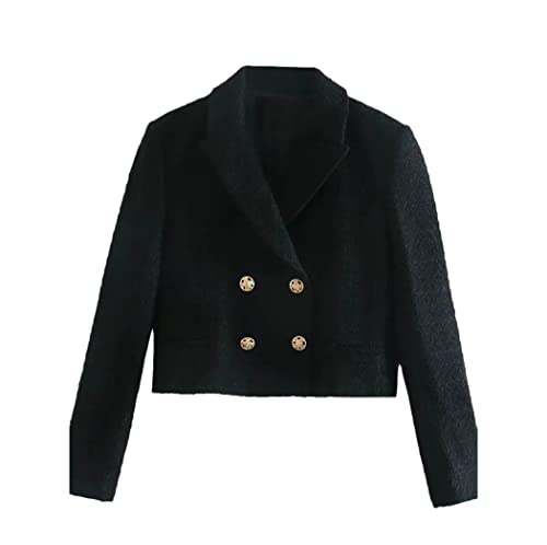 Haut court manches longues type blazer noir taille S résout le manque d'élégance au bureau