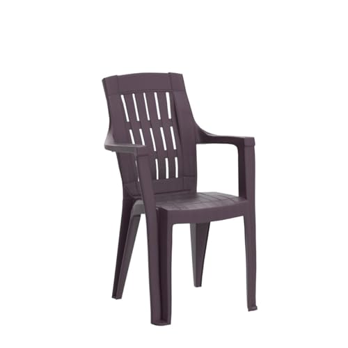 Image of MAHARAJA Heavy Duty Plastic Chairs for Home & Office | 200Kg Capacity, Arm Rest � Brown, Pack of 4