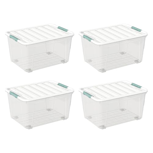 85-Quart-Wheeled-Latching-Storage-Box-4-Pack-Large-Stackable-Bin 85-Quart Wheeled Latching Storage Box, 4-Pack Large Stackable Bin - Image 1