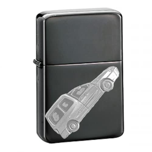 Briquet à essence Caddie Combi effet étain 3D noir rechargeable de luxe