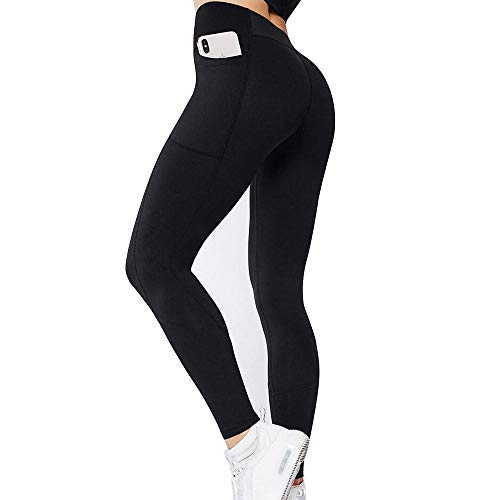 GIEADUN Cintura Alta Pantalón Deportivo de Mujer Leggings Mallas para Running Training Fitness Estiramiento Yoga y Pilates (Todo Negro, L)