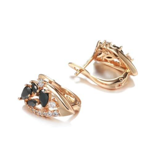 Boucles d'oreilles pendantes légères en zircon noir anti-allergie