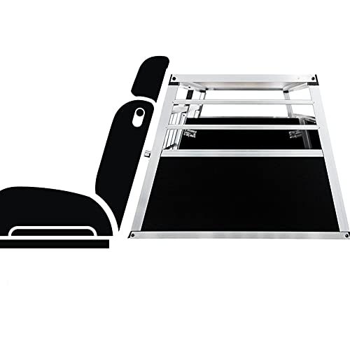 Thanaddo Alu Hunde Autotransportbox – Auto Hundebox robust & pflegeleicht – Gittertür verschließbar - Aluminium Kofferraumbox Reisebox für Hunde Katzen (65x91x69cm 76 Grad)