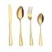 ED-Lumos Set di posate 16 pezzi in acciaio inossidabile placcato oro per 4 persone