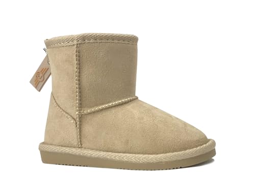 Image of REDVOLUTION Kids Boots Toddler Girls Cute 2 Buttons || Rhinestone Faux Fur Suede Knitting Shoe