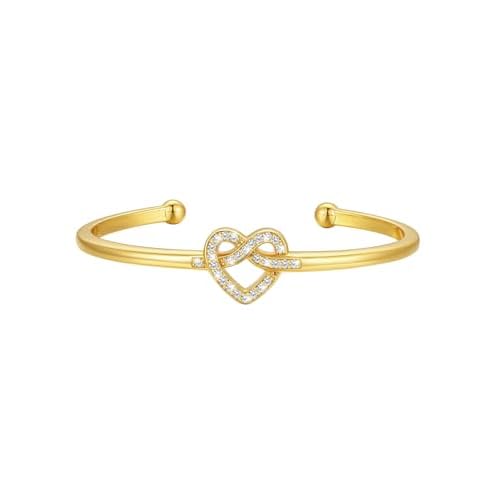 U7 Unisex Simple Cuff Bracelet 18K Real Gold Platinum Plated Fine Bracelets Fashion Jewelry Open Bangle Cuff Bracelets, Twisted or Heart Style E.CZ Kn
