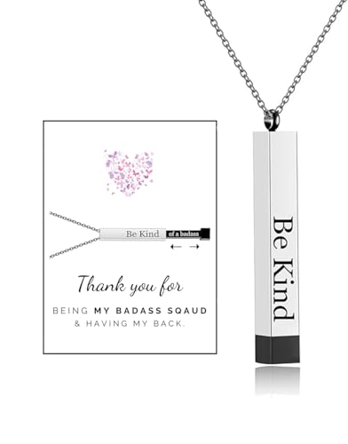 AIETUE Be Kind of a Badass Necklace For Women Rose Gold Silver Black Pendant Hidden Message Necklace We Always Have Each Others Back Friendship Funny Holiday Jewelry Meaningful Gift (Black)
