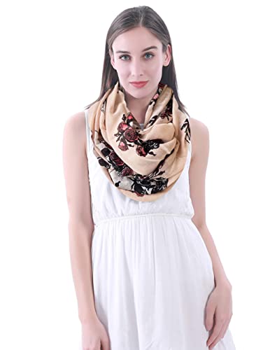 Lina & Lily Skull Rose Print Women's Infinity Scarf Lightweight2