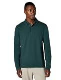 Vince Mens Garment Dye L/S Polo Shirt, Washed Deep Teal, Small US