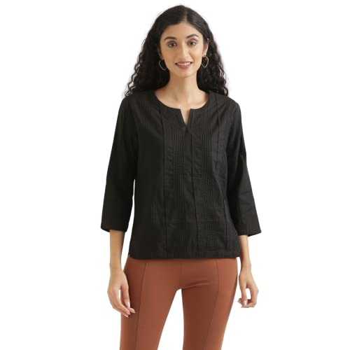 Image of SAADAA Everyday Cotton Top | Women's Regular Solid Color Top | Casual /Office Wear