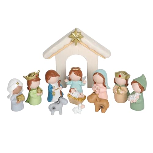 Generisch Krippenfiguren Tischkrippen 12er Set Harz Weihnachtskrippe...