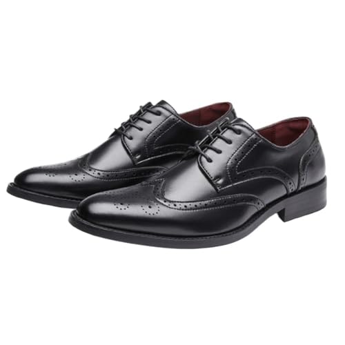 Men's Oxford Dress Shoes, Genuine Leather Brogue Formal Shoes with 6CM Height Increase, Stylish Italian Business Shoes for Office, Work & Formal Events