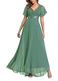 Einfaches einfarbiges Design lässt Ihr Outfit großartig aussehen, dieses Chiffonkleid ist genau das Richtige für Sie