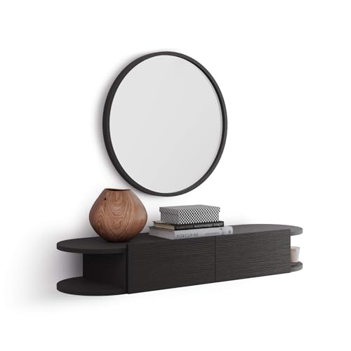 MOBILI FIVER, Consola Suspendida Olivia con 2 cajones, Madera Negra, Aglomerado y Melamina, Consola recibidor, Made In Italy