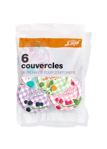 Le Parfait - Sachet de 6 couvercles pour confituriers - 82mm - modèles aléatoires