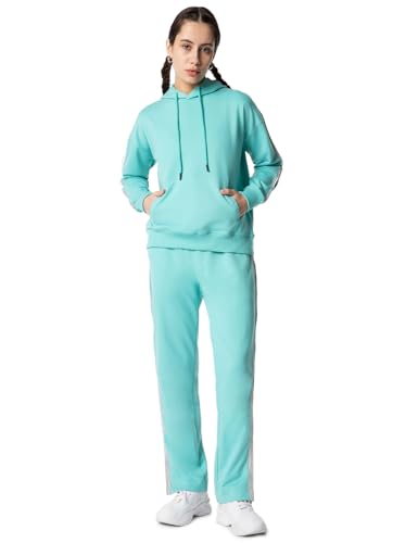 Image of FYLTR Women's Drop Shoulder Hoodie & Joggers Terry Cotton Blend Co-ord Set With Contrast Tape - Rib Hem & Cuff | Slit Detail at Hem | Tracksuit for Women | Winter Co-ord Set for Women