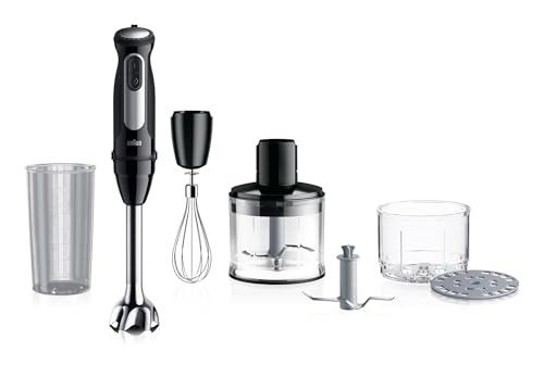 Braun MultiQuick 5 Pro, Powerful 1000W Hand Blender, Patented PowerBell Technology, Made in Europe, Guranteed Splash-Proof, 25 Speed + Turbo, All-in-1: Blender, Grinder, Chopper & Whisker, MQ55254M