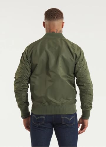 PITBULL - Kurtka męska w stylu Flyers Bomber, bomberka z logo, wygodna kurtka przejściowa, męska kurtka bomberka, odzież aktywna fliegerjacke, oliwkowy, S