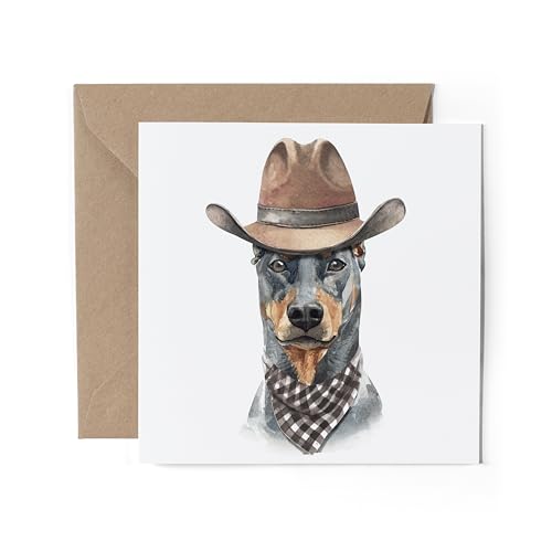 1 tarjeta de felicitación – Sheriff Doberman Funny Joke Dog Hat Dad Mens Brother Uncle Grandad Husband Gift #70868