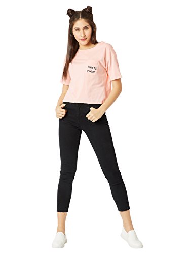 Image of Miss Chase Women's Maroon Super Soft V-Neck Short Sleeves Cotton Solid Regular Fit T-Shirt